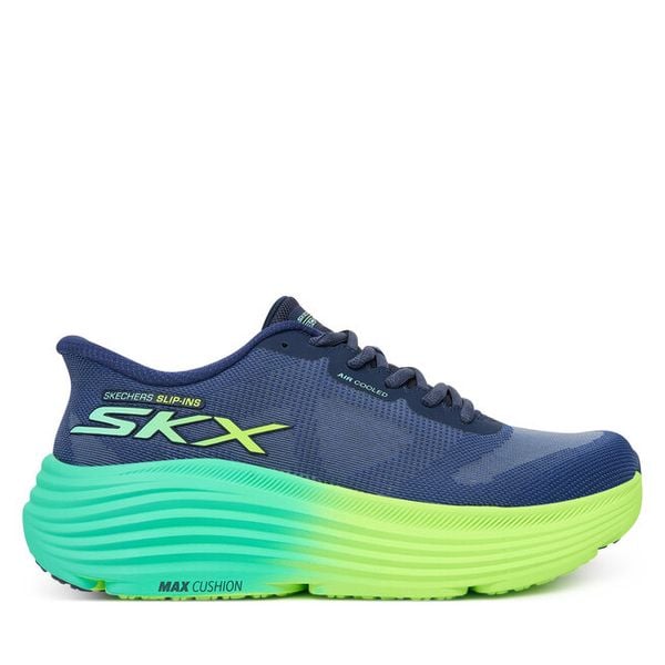 Buty do biegania Skechers. Niebieskie obuwie sportowe damskie Skechers, bez zapięcia, do biegania. Za 479.99 zł.