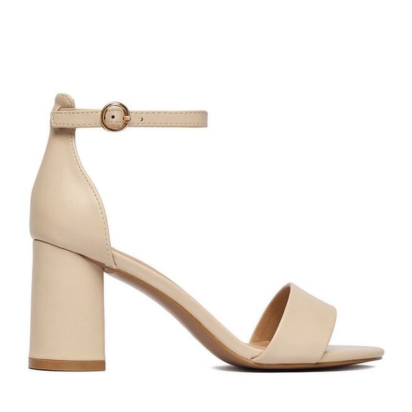 Sandały JENNY. Brązowe sandały damskie Jenny, bez wzorów, bez obcasa, na słupku, bez zapięcia. Za 99.99 zł.