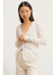 AUTHENTIC CASHMERE Kaszmirowy kardigan "Chalais" w kolorze kremowym rozmiar: XXL. Brązowe kardigany damskie AUTHENTIC CASHMERE, xxl, bez wzorów, z kaszmiru. Za 363.71 zł.