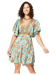 Aller Simplement Sukienka w kolorze turkusowo-pomarańczowym rozmiar: 34/36. Pomarańczowe sukienki damskie Aller Simplement, bez wzorów, bez ramiączek. Za 56.99 zł.