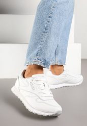 Białe Klasyczne Sneakersy ze Skóry Naturalnej Xirivis. Białe obuwie sportowe damskie Born2be, z jeansu, bez zapięcia. Za 119.99 zł.