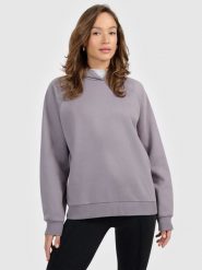 4F Bluza dresowa nierozpinana z kapturem damska - szara XL. Szare bluzy damskie 4F, xl, bez wzorów, z dresówki, z kapturem. Za 159.99 zł.