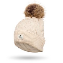 Czapka damska Peterson PTN HAT-06 beżowa. Brązowe czapki damskie Peterson, na zimę, bez wzorów, z dzianiny. Za 46.00 zł.