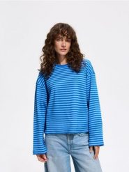 Bawełniana bluza oversize - niebieski. Niebieskie bluzy damskie Reserved, l, bez wzorów, z bawełny, bez kaptura. Za 89.99 zł.