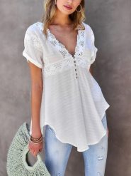 Milan Kiss Bluzka w kolorze białym rozmiar: M. Białe bluzki damskie Milan Kiss, m, bez wzorów, z koronki, bez kołnierzyka, bez ramiączek. Za 160.96 zł.