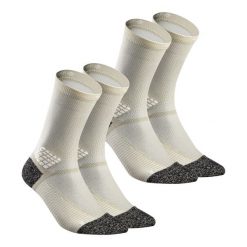 Skarpety turystyczne Hike 500 długie 2 pary. Brązowe skarpetki damskie QUECHUA, bez wzorów, z elastanu. Za 59.99 zł.