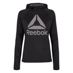 Bluza treningowa damska Reebok S95456. Czarne bluzy damskie Reebok, l, bez wzorów, z kapturem. Za 207.00 zł.