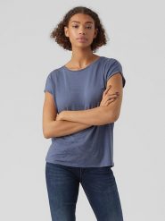 Vero Moda Koszulka w kolorze niebieskoszarym rozmiar: XL. Niebieskie bluzki damskie Vero Moda, xl, bez wzorów, z lyocellu, bez kołnierzyka, bez ramiączek. Za 57.06 zł.