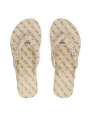 Guess Japonki FLJCNY FAL24 Kremowy. Brązowe klapki damskie Guess, z aplikacjami, ze skóry, bez obcasa, bez zapięcia. Za 245.99 zł.