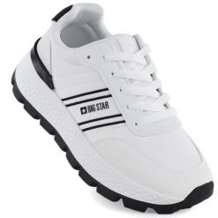 Półbuty sportowe damskie na platformie białe Big Star TT274882. Białe obuwie sportowe casual damskie Big Star, ze skóry ekologicznej, bez zapięcia. Za 179.99 zł.