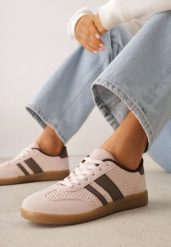 Różowe Sneakersy w Stylu Klasycznych Tenisówek z Cholewką z Plecionką Doriarissa. Czerwone obuwie sportowe damskie Renee, na lato, bez zapięcia, tenisowe. Za 99.99 zł.