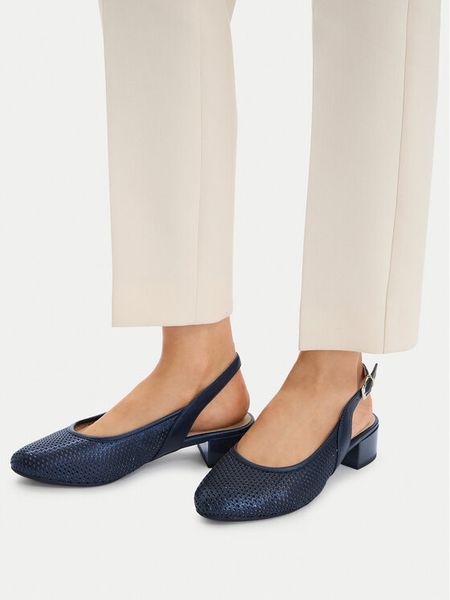 Caprice Czółenka 9-29602-44 Granatowy. Niebieskie czółenka damskie Caprice, bez wzorów, ze skóry, bez obcasa. Za 231.99 zł.