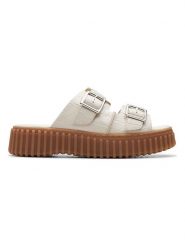 Clarks Skórzane klapki "Interest" w kolorze kremowym rozmiar: 41.5. Brązowe klapki damskie Clarks, bez wzorów, z otwartym noskiem, bez obcasa, bez zapięcia. Za 210.81 zł.