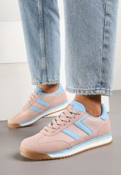 Różowo-Niebieskie Sneakersy z Geometrycznym Wzorem Eravania. Czerwone obuwie sportowe damskie Renee, z jeansu, bez zapięcia. Za 99.99 zł.
