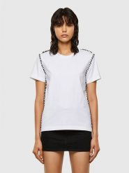 Diesel Clothes Koszulka w kolorze białym rozmiar: XXS. Białe bluzki damskie Diesel Clothes, xxs, z aplikacjami, z bawełny, bez kołnierzyka, bez ramiączek. Za 199.95 zł.