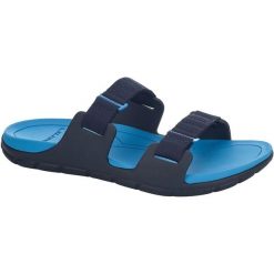 Klapki plażowe Sandal Way Slide MBAB. Niebieskie klapki damskie Lizard, bez wzorów, z materiału, bez obcasa, bez zapięcia. Za 85.03 zł.