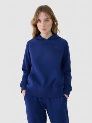 4F Bluza dresowa nierozpinana z kapturem damska - granatowa S. Niebieskie bluzy damskie 4F, s, bez wzorów, z bawełny, z kapturem. W wyprzedaży za 99.99 zł.