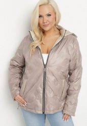 Ciemnobeżowa Kurtka Dwustronna z Odpinanym Kapturem Frolbia. Brązowe kurtki damskie Born2be, xl, bez wzorów, z jeansu. Za 229.99 zł.