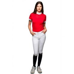 Damska koszulka polo na zawody Flags&Cup Isla. Czerwone koszulki damskie FLAGS&CUP, bez wzorów, bez kołnierzyka, bez ramiączek. Za 231.50 zł.