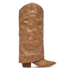 Kowbojki Steve Madden. Brązowe botki damskie Steve Madden, bez obcasa, na słupku, bez zapięcia. Za 1,069.00 zł.
