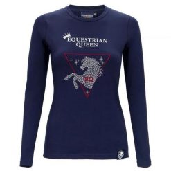 Koszulka damska z długim rękawem Equestrian Queen Jessica2 oddychająca. Niebieskie bluzki damskie EQUESTRIAN QUEEN, xl, bez wzorów, bez kołnierzyka, bez ramiączek. Za 154.99 zł.