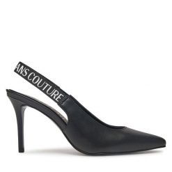 Szpilki Versace Jeans Couture. Czarne szpilki damskie Versace Jeans Couture, bez wzorów, z jeansu, bez obcasa, na szpilce, bez zapięcia. Za 599.99 zł.