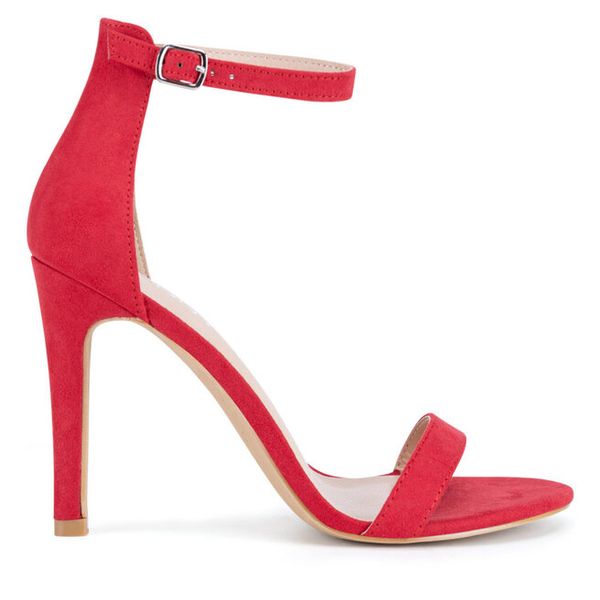 Sandały JENNY. Czerwone sandały damskie Jenny, bez wzorów, bez obcasa, na szpilce, bez zapięcia. Za 99.99 zł.