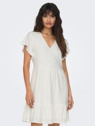 ONLY Sukienka codzienna 15289687 Biały Regular Fit. Białe sukienki damskie Only, bez wzorów, z syntetyku, bez ramiączek. Za 119.99 zł.
