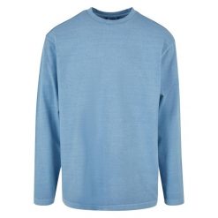 Oversizowa koszulka z długim rękawem Urban Classics Garment Dye. Niebieskie koszulki damskie Urban Classics, bez wzorów, bez kołnierzyka, bez ramiączek. Za 214.00 zł.