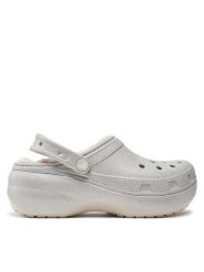 Crocs Klapki Classic Platform Glitter Lined Clog W 210413 Srebrny. Szare klapki damskie Crocs, bez wzorów, z tworzywa sztucznego, bez obcasa, bez zapięcia. Za 219.99 zł.