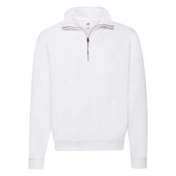 Bluza Fruit Of The Loom Classic Zip Neck Adult Biała. Białe bluzy damskie Fruit of the Loom, s, bez wzorów, z bawełny, bez kaptura. Za 185.99 zł.