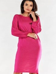 Sukienka Model A551 Fuksja - awama. Czerwone sukienki damskie Awama, bez wzorów, z elastanu, eleganckie, bez ramiączek. Za 300.83 zł.