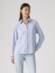 Levi's Koszula w kolorze błękitno-brązowym rozmiar: M. Niebieskie koszule damskie Levi's, m, bez wzorów, z bawełny, bez kołnierzyka, bez ramiączek. Za 113.63 zł.