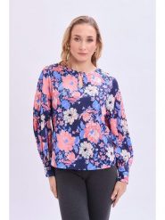 Marks & Spencer Bluzka w kolorze granatowo-koralowym rozmiar: 44. Niebieskie bluzki damskie Marks & Spencer, bez wzorów, bez kołnierzyka, bez ramiączek. Za 30.71 zł.