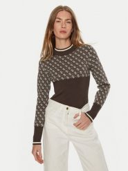 Guess Sweter Lise W3BR81 Z37K0 Brązowy Regular Fit. Brązowe swetry klasyczne damskie Guess, l, z syntetyku, bez kołnierzyka. Za 339.99 zł.