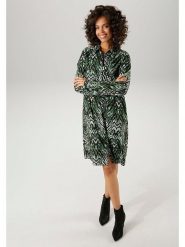 Aniston Sukienka w kolorze zielono-czarnym rozmiar: 42. Czarne sukienki damskie Aniston, bez wzorów, z wiskozy, bez ramiączek. Za 91.77 zł.