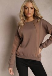 Brązowa Bawełniana Bluza z Łańcuszkiem Eleutia. Brązowe bluzy damskie Renee, bez wzorów, z bawełny, bez kaptura. Za 79.99 zł.