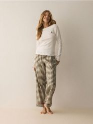 Bawełniana piżama dwuczęściowa - zielony. Zielone piżamy damskie Reserved, bez wzorów, z bawełny, bez ramiączek. Za 139.99 zł.