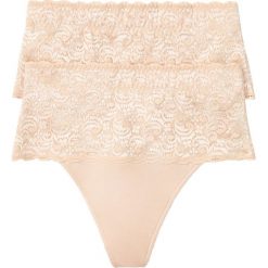 Stringi shape, średni stopień modelowania sylwetki (2 pary). Czarne stringi bonprix, bez wzorów, z koronki. Za 74.99 zł.