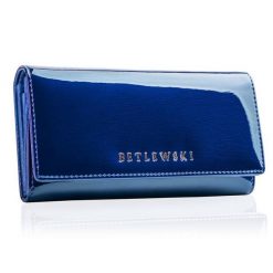 Portfel skórzany BETLEWSKI niebieski ZBPD-BS-100. Niebieskie portfele damskie Betlewski, bez wzorów, z lakierowanej skóry. Za 139.99 zł.