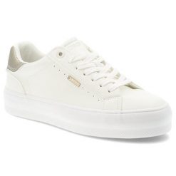 Trampki damskie Big Star, skóra ekologiczna sznurowany fason minimalistyczny design gruba gumowa podeszwa okrągły nosek, białe, TT274805. Białe trampki damskie Big Star, bez wzorów, z gumy, bez zapięcia. Za 149.00 zł.