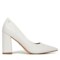 Czółenka DeeZee. Białe czółenka damskie DeeZee, bez wzorów, bez obcasa. Za 139.99 zł.