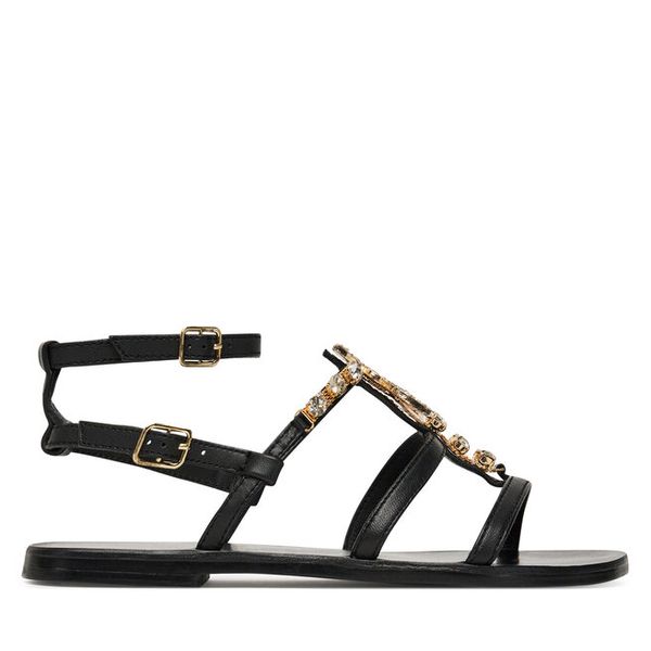 Sandały Patrizia Pepe. Czarne sandały damskie Patrizia Pepe, bez wzorów, bez obcasa, na płaskiej podeszwie, bez zapięcia. Za 529.99 zł.