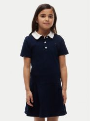 Tommy Hilfiger Sukienka codzienna KG0KG09401 D Granatowy Regular Fit. Niebieskie sukienki dziewczęce Tommy Hilfiger, bez wzorów, z bawełny, bez ramiączek, proste. Za 329.99 zł.