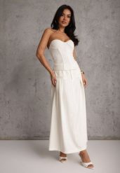 Jasnobeżowa Rozkloszowana Spódnica z Wiskozy Zdobiona Plisami i Paskiem Durklea. Brązowe spódnice damskie Renee, na co dzień, l, z aplikacjami, z wiskozy, eleganckie, maxi. Za 149.99 zł.