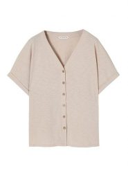 TATUUM Bluzka "Polinezja" w kolorze beżowym rozmiar: M. Brązowe bluzki damskie TATUUM, m, bez wzorów, bez kołnierzyka, bez ramiączek. Za 105.88 zł.