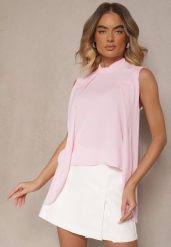 Różowa Bluzka o Asymetrycznym Kroju Fadeselle. Czerwone bluzki damskie Renee, uniwersalny, bez wzorów, z asymetrycznym kołnierzem, bez ramiączek. Za 44.99 zł.
