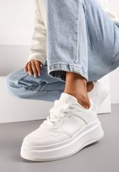 Białe Sneakersy na Platformie z Odpinaną Gwiazdką Ekaria. Białe obuwie sportowe damskie Renee, bez zapięcia. Za 99.99 zł.