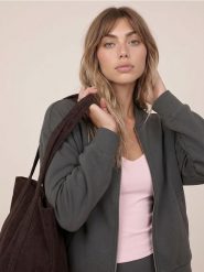 Rozpinana bluza bomber - szary. Szare bluzy damskie Sinsay, l, bez wzorów, bez kaptura. Za 59.99 zł.