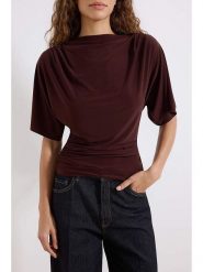 Trendyol Bluzka w kolorze brązowym rozmiar: L. Brązowe bluzki damskie Trendyol, l, bez wzorów, bez kołnierzyka, bez ramiączek. Za 73.99 zł.